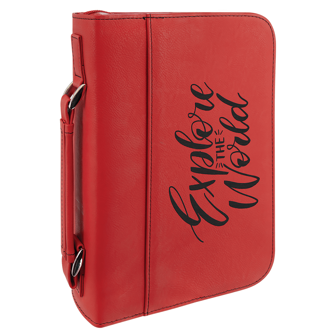 7 1/2" x 10 3/4" Red Leatherette Book/Bible Cover with Handle and Zipper