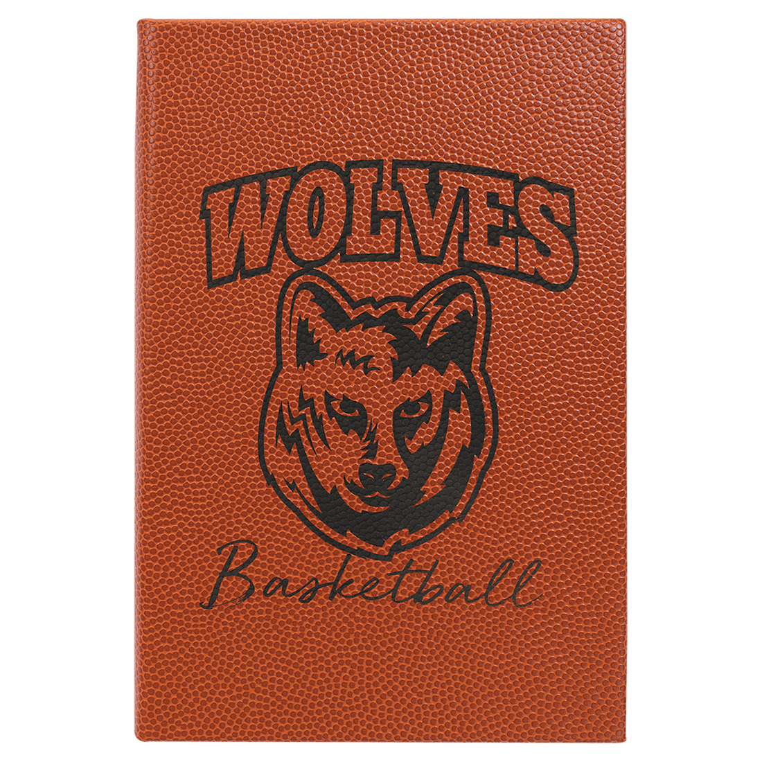5 1/4" x 8 1/4" Basketball Laserable Leatherette Journal with Lined Notepad