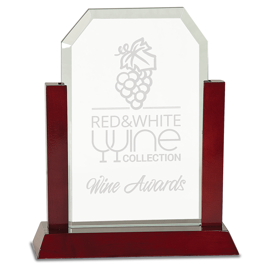 9" Gateway Jade Clip Corner Glass Award with Rosewood Finish Base