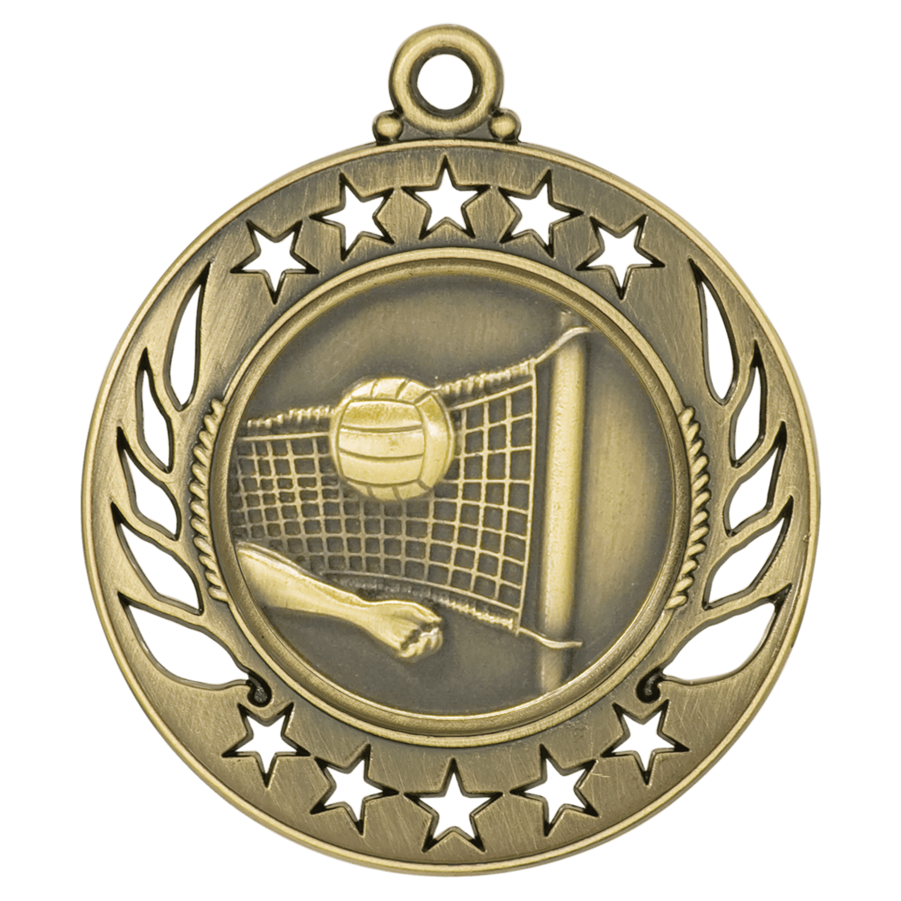 Antique Gold 2 1/4" Volleyball Galaxy Medal