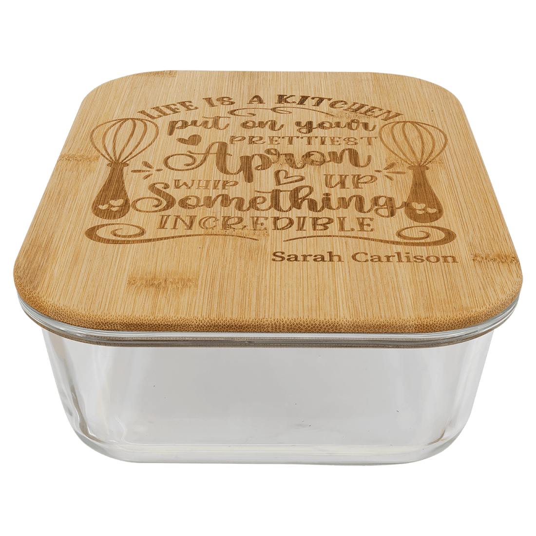50 oz. Rectangle Glass Container with Bamboo Lid