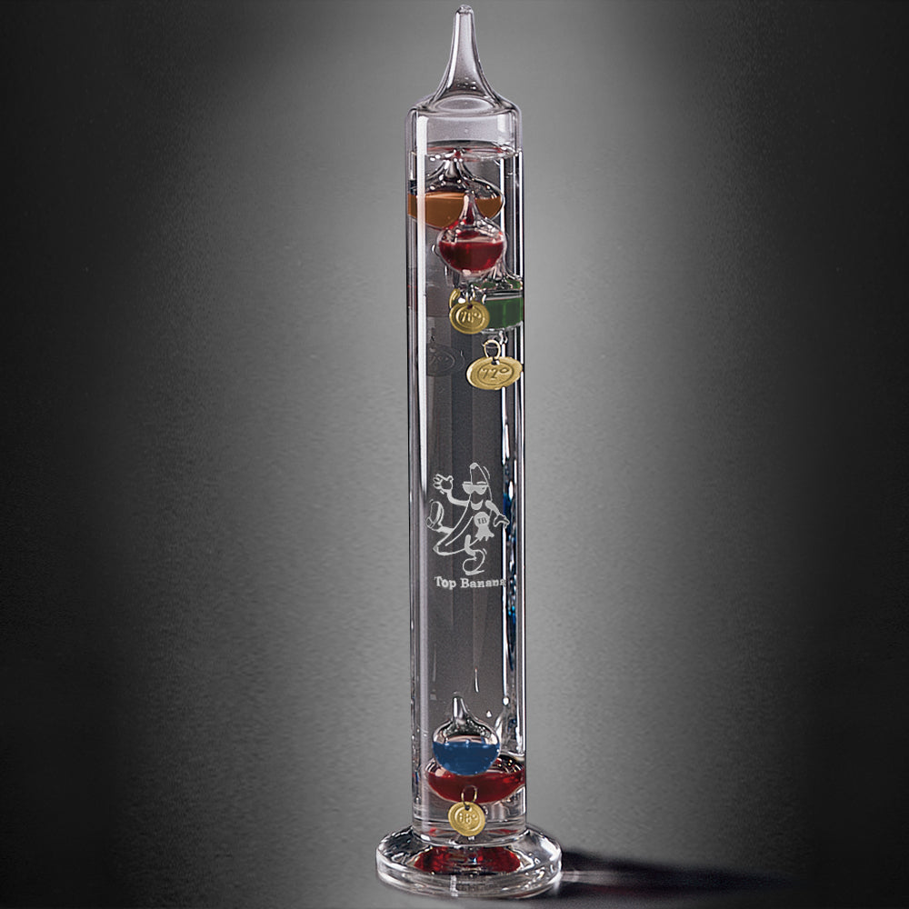 Galileo Thermometer 11"; sample personalization shown