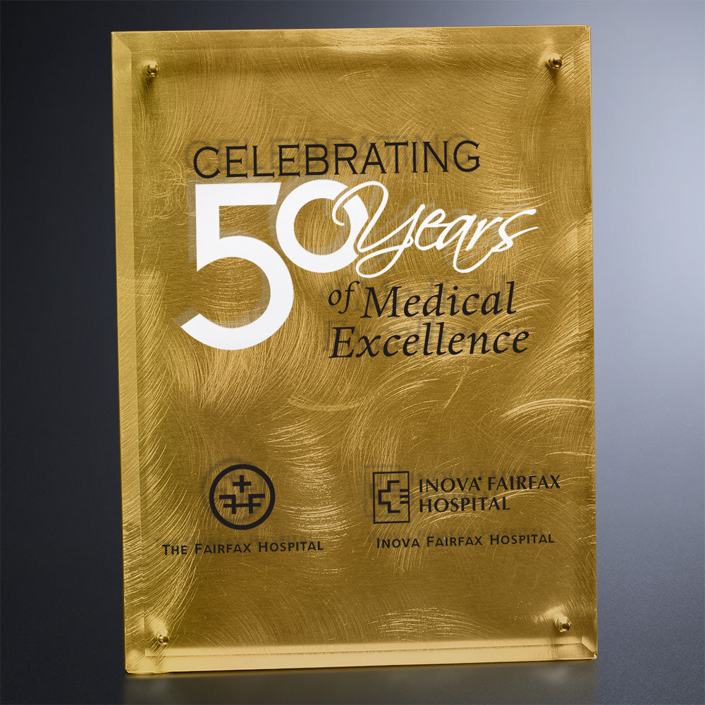 Gold Alloy Plaque 7" x 9"; sample personalization shown