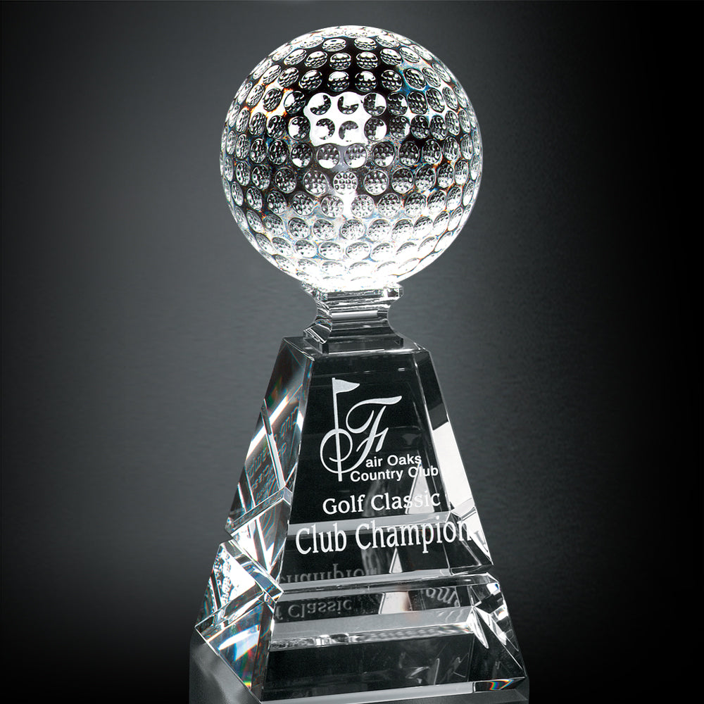 Golf Pyramid Award 10"; sample personalization shown