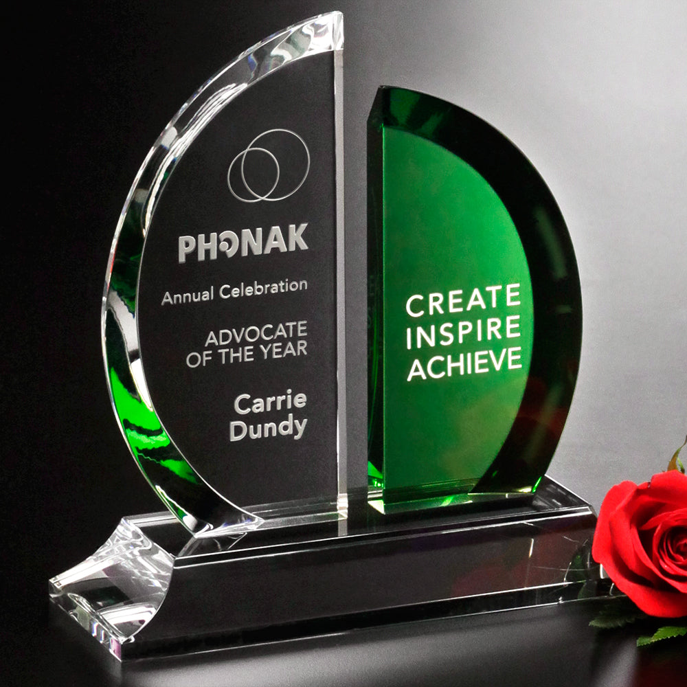 Greenley Emerald Award 8-1/2"; sample personalization shown