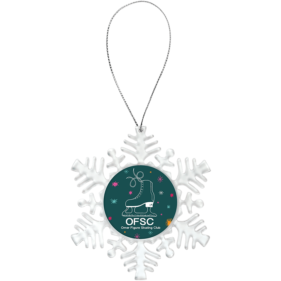 2-Sided Clear Plastc Snowflake Ornament with Silver String
