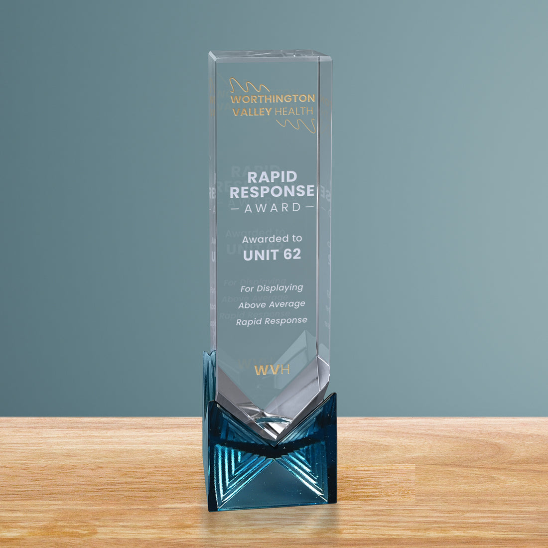 Hampton Aqua Award 9-1/2"; sample personalization shown