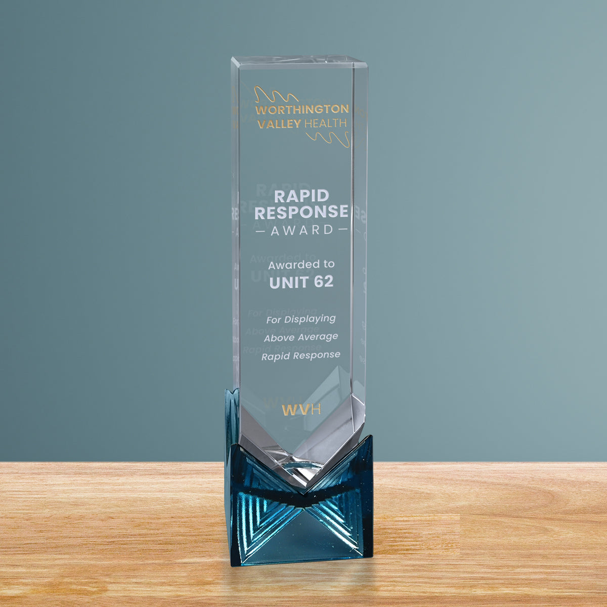 Hampton Aqua Award 9-1/2"; sample personalization shown
