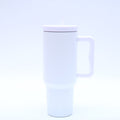 40 oz. Stainless Steel Modern Tumbler with Handle & Straw - White