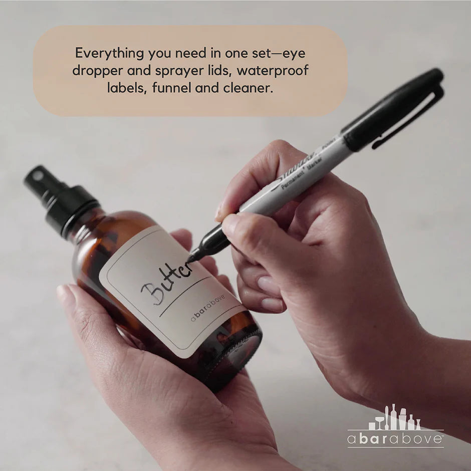 bitters bottle set with atomizers