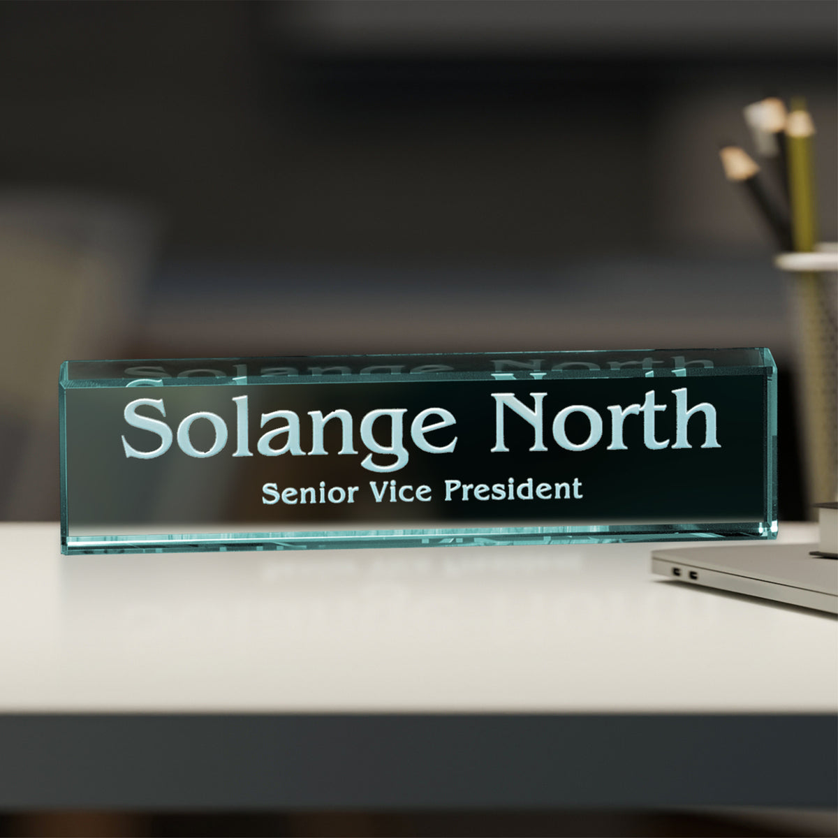 Jade Nameplate 8" W; sample personalization shown