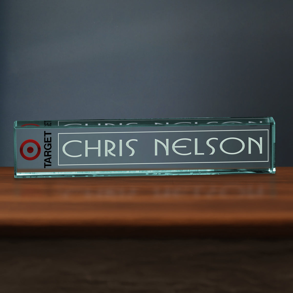 Jade Nameplate 12" W; sample personalization shown