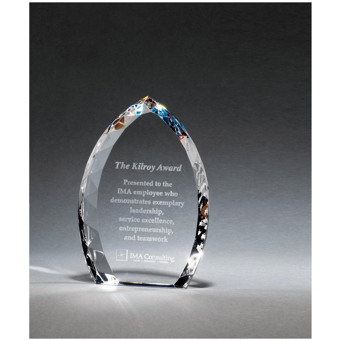 5" x 7" x 1 1/8" (Tapered) Crystal Flame with Jeweled Edge and Prism-Effect