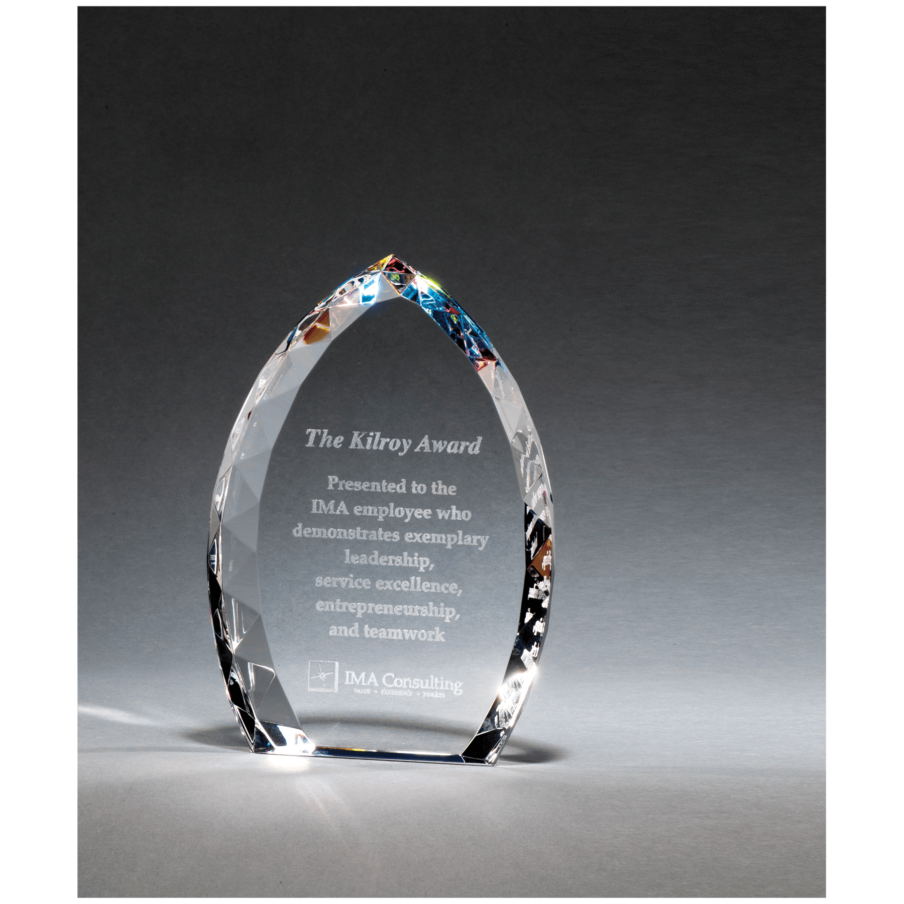 6" x 8" x 1 1/8" (Tapered) Crystal Flame with Jeweled Edge and Prism-Effect