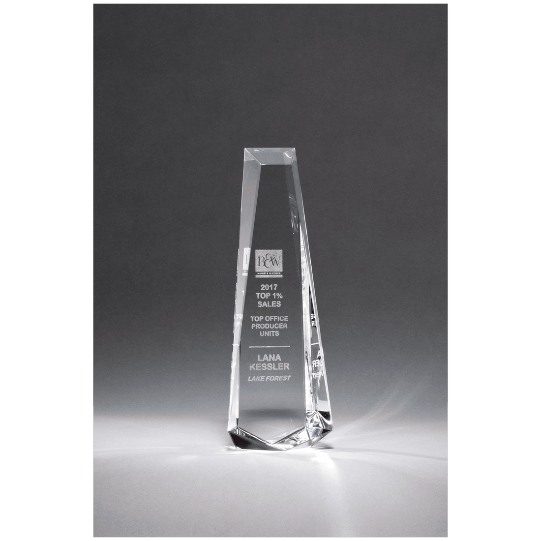 5 1/8" x 11" x 2" (Tapered) Crystal Obelisk
