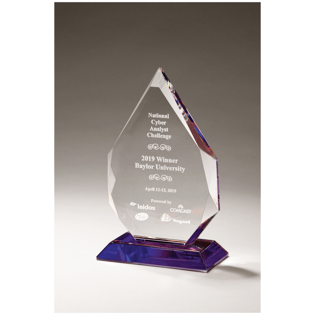5 7/8" x 9 7/8" Flame Series Crystal with Prism-Effect Base