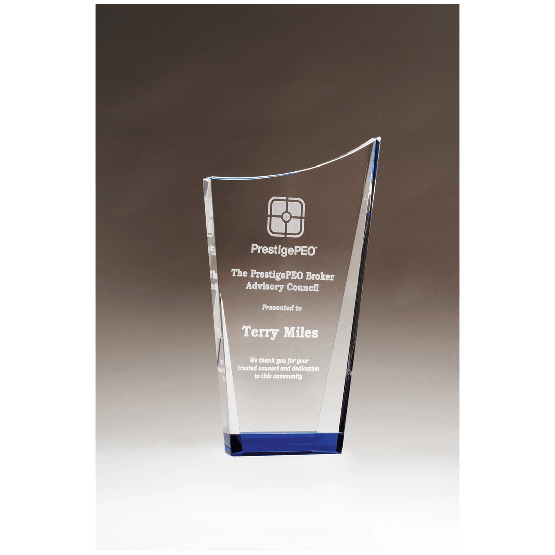 4 7/8" x 8" Contemporary Series Crystal with Blue Crystal Bottom