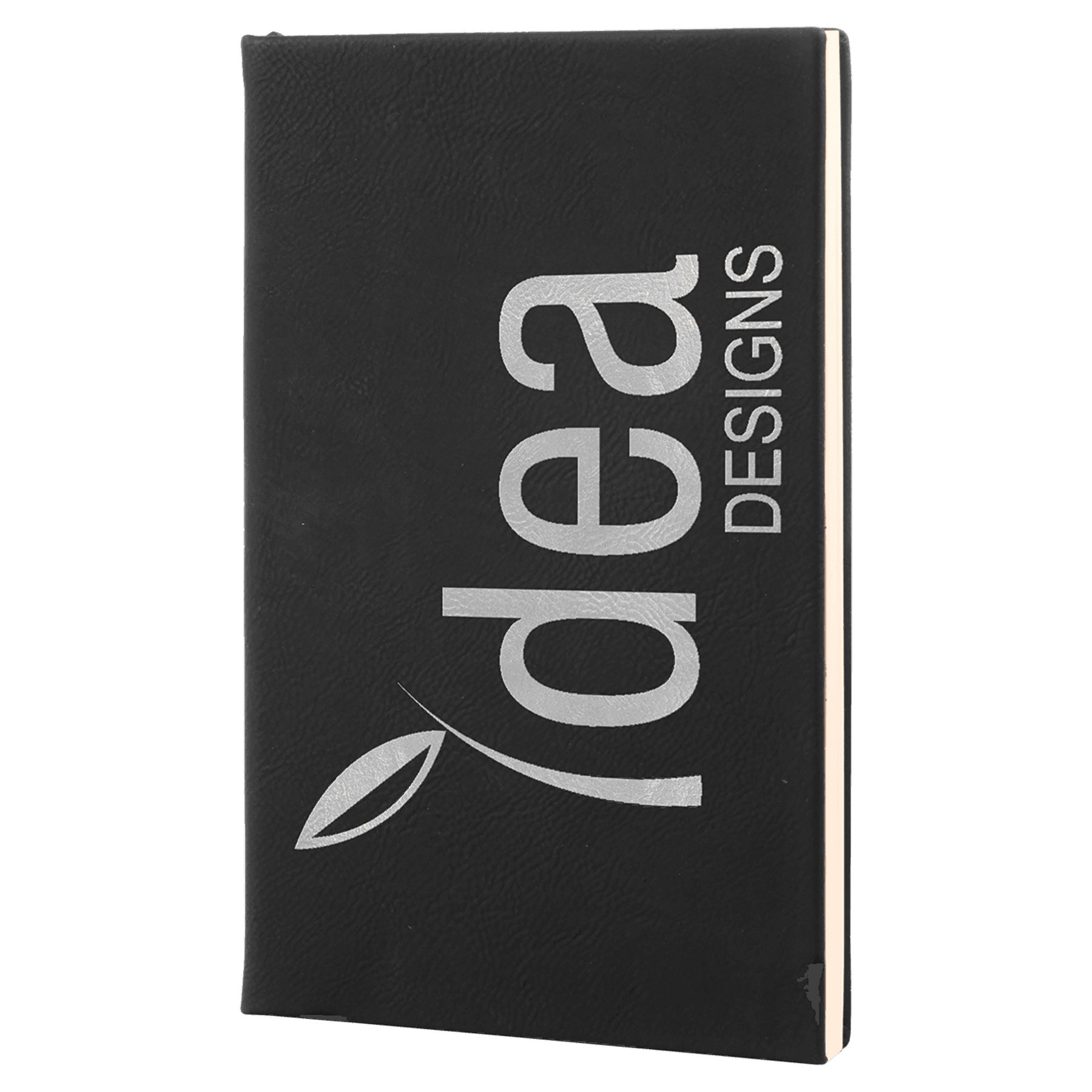 Black/Silver 5 3/8" x 8 1/4" Light Brown Leatherette 110 Page Bound Journal with Ribbon Bookmark