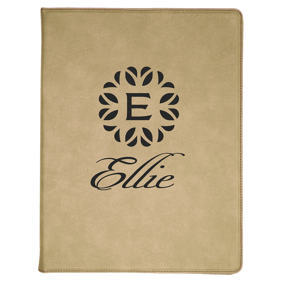 Light Brown 9 1/2" x 12" Light Brown Laserable Leatherette Portfolio with Lined Pad