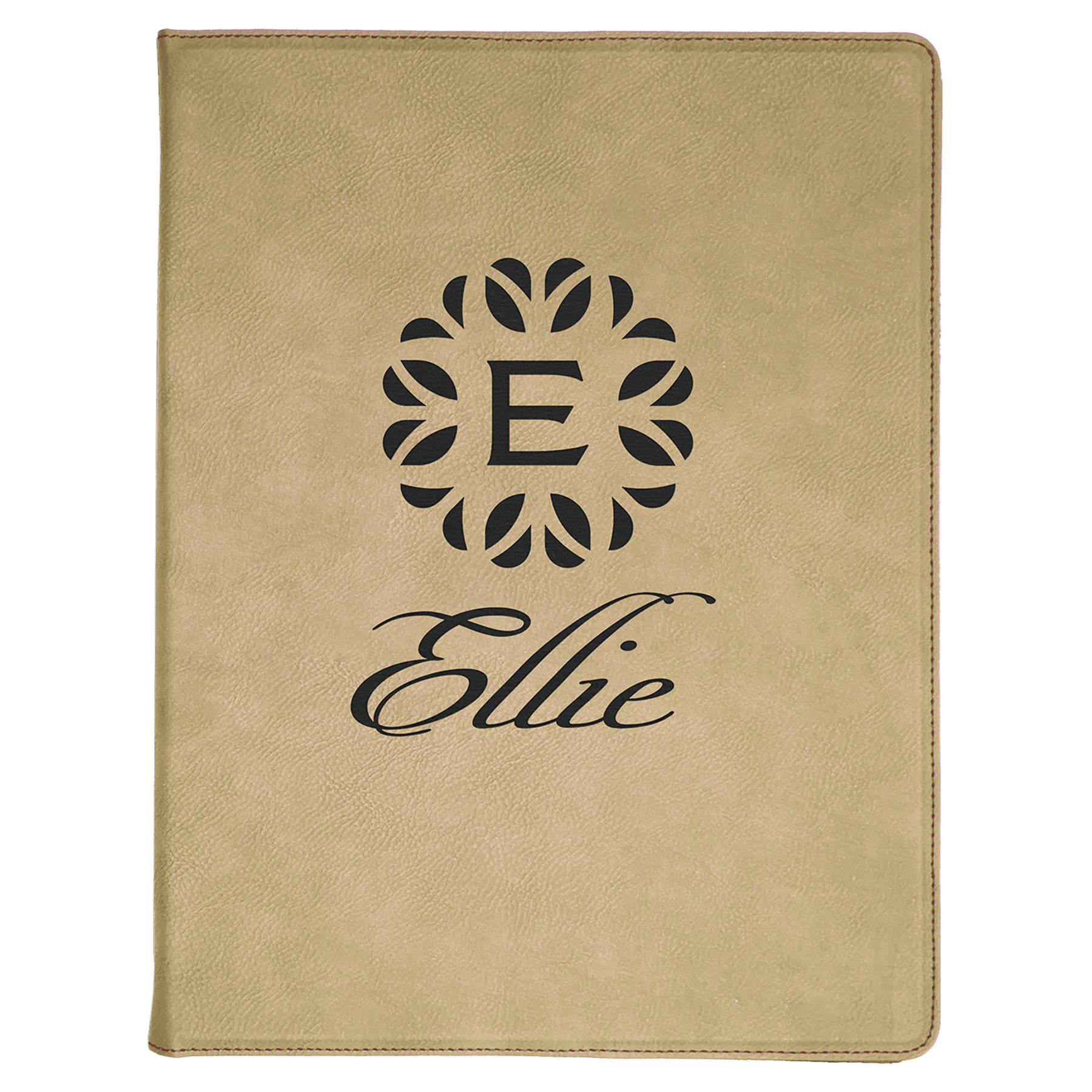 Light Brown 9 1/2" x 12" Light Brown Laserable Leatherette Portfolio with Lined Pad