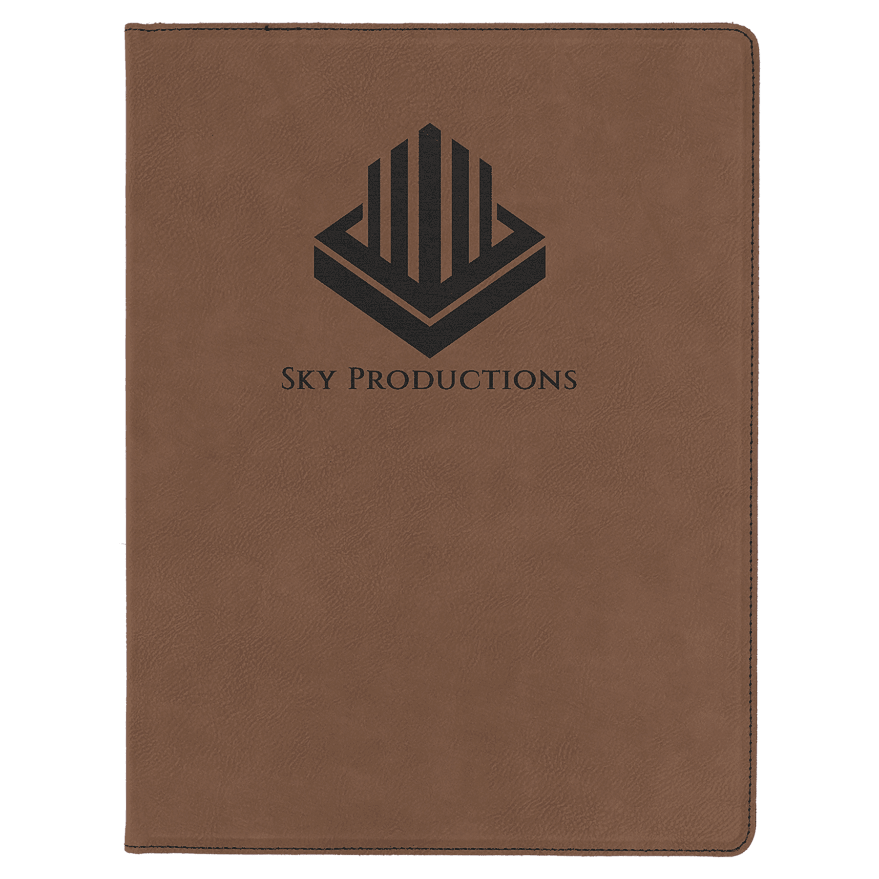 Dark Brown 9 1/2" x 12" Light Brown Laserable Leatherette Portfolio with Lined Pad