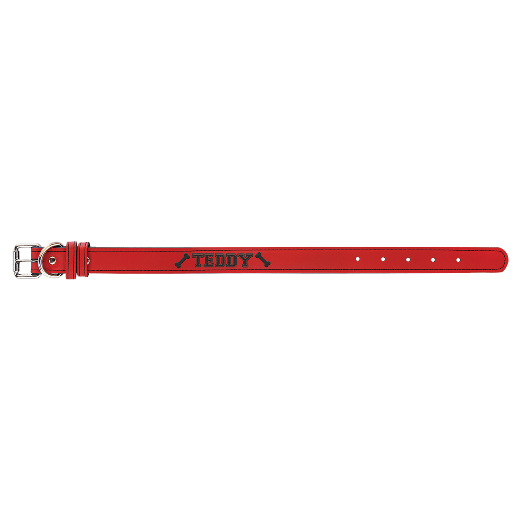 Red Small 15" x 3/4" Laserable Leatherette Dog Collar