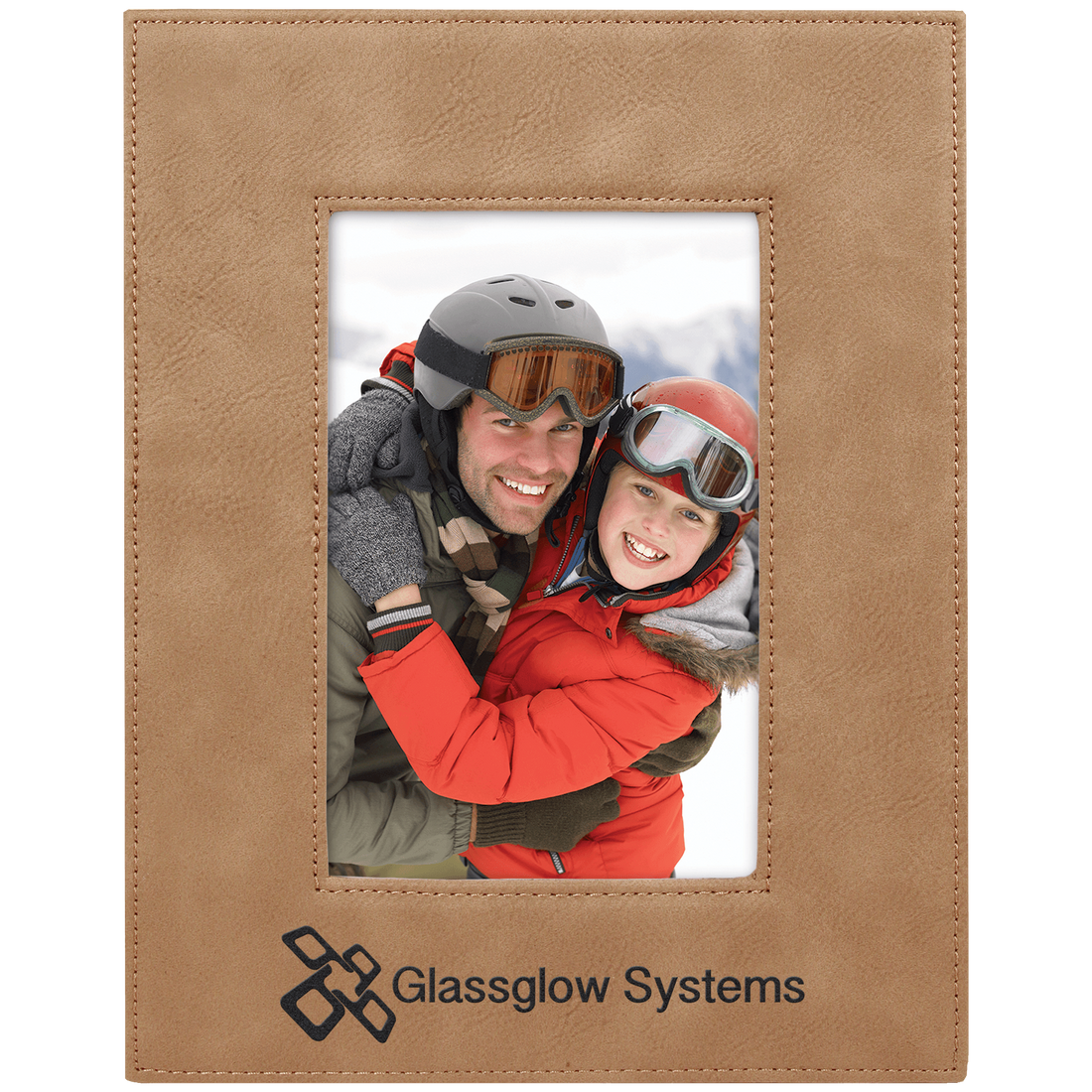 Light Brown 4" x 6" Laserable Leatherette Photo Frame