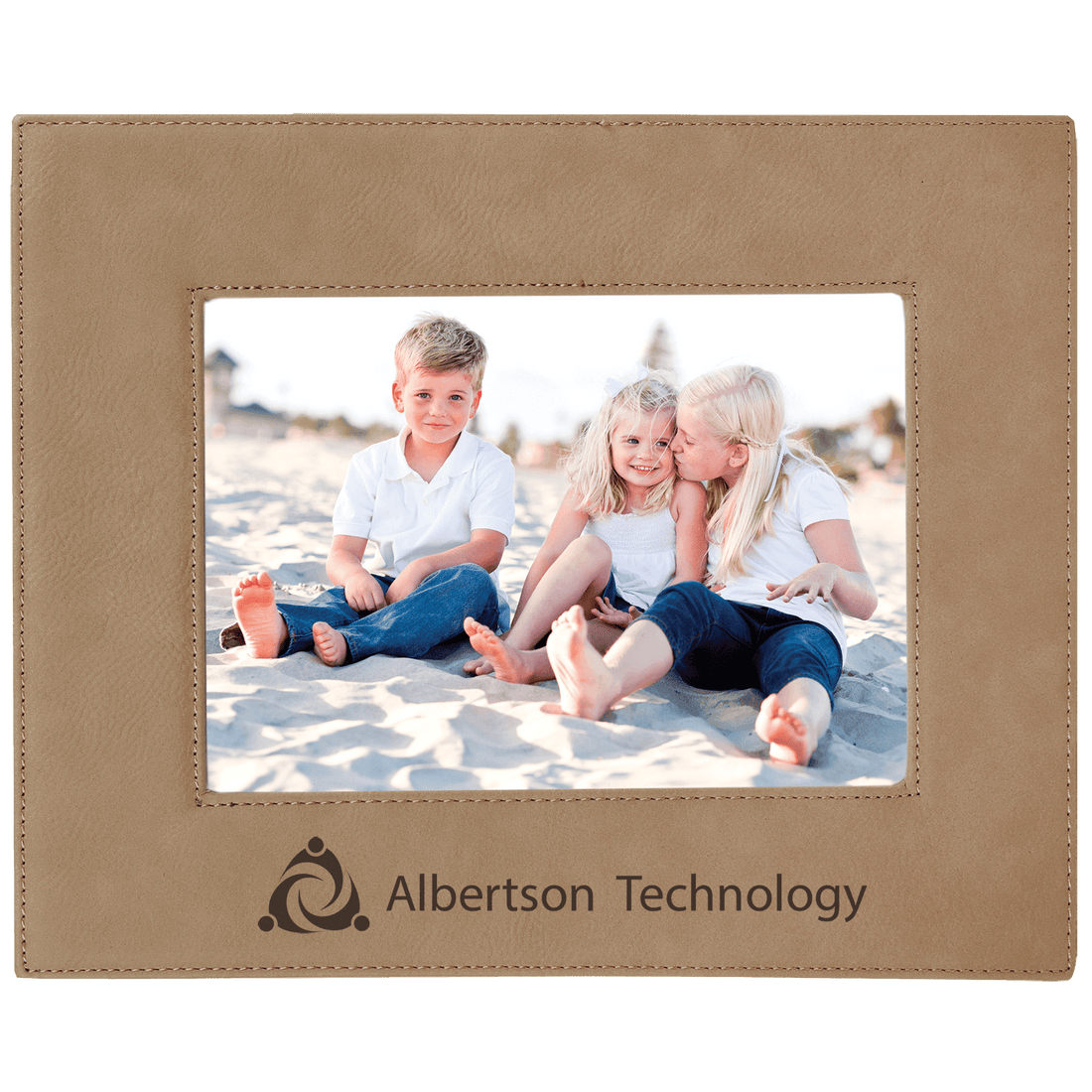 Light Brown 5" x 7" Laserable Leatherette Photo Frame