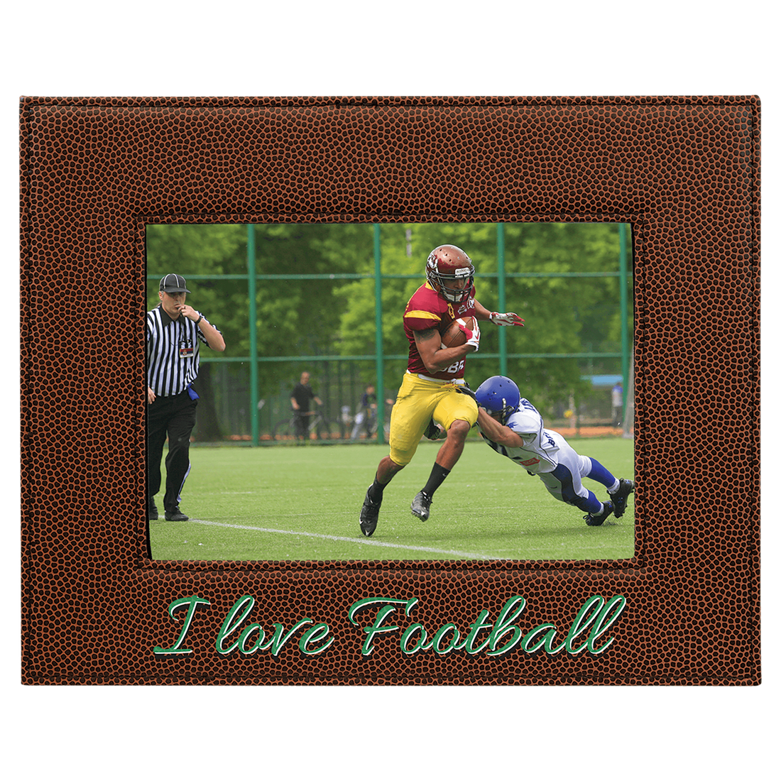 5" x 7" Football Laserable Leatherette Photo Frame