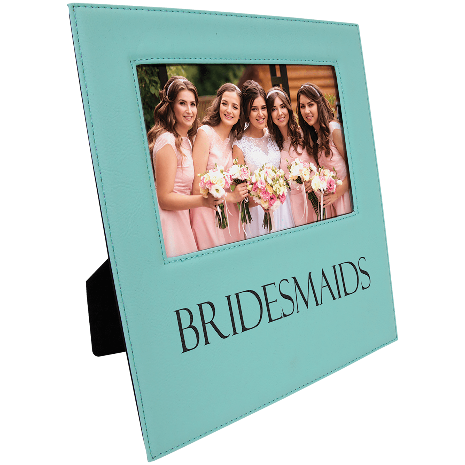 Teal 5" x 7" Leatherette Photo Frame with 4 1/4" x 8 7/8" Engraving Area
