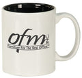 White Black 11 oz. Ceramic Round LazerMug