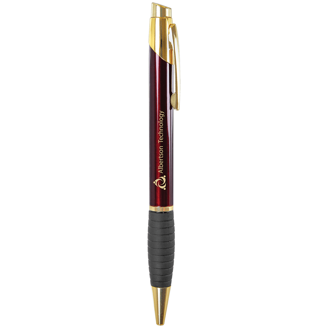 Gloss Burgundy Brass Ballpoint Pen with Gripper