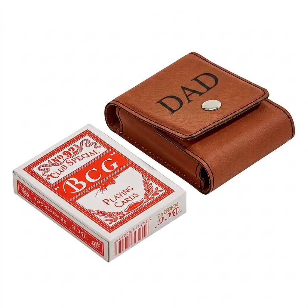 Leatherette Playing Cards Case, Caramel 3.75"