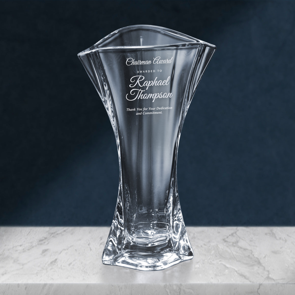 Marina Vase 12-1/2"; sample personalization shown