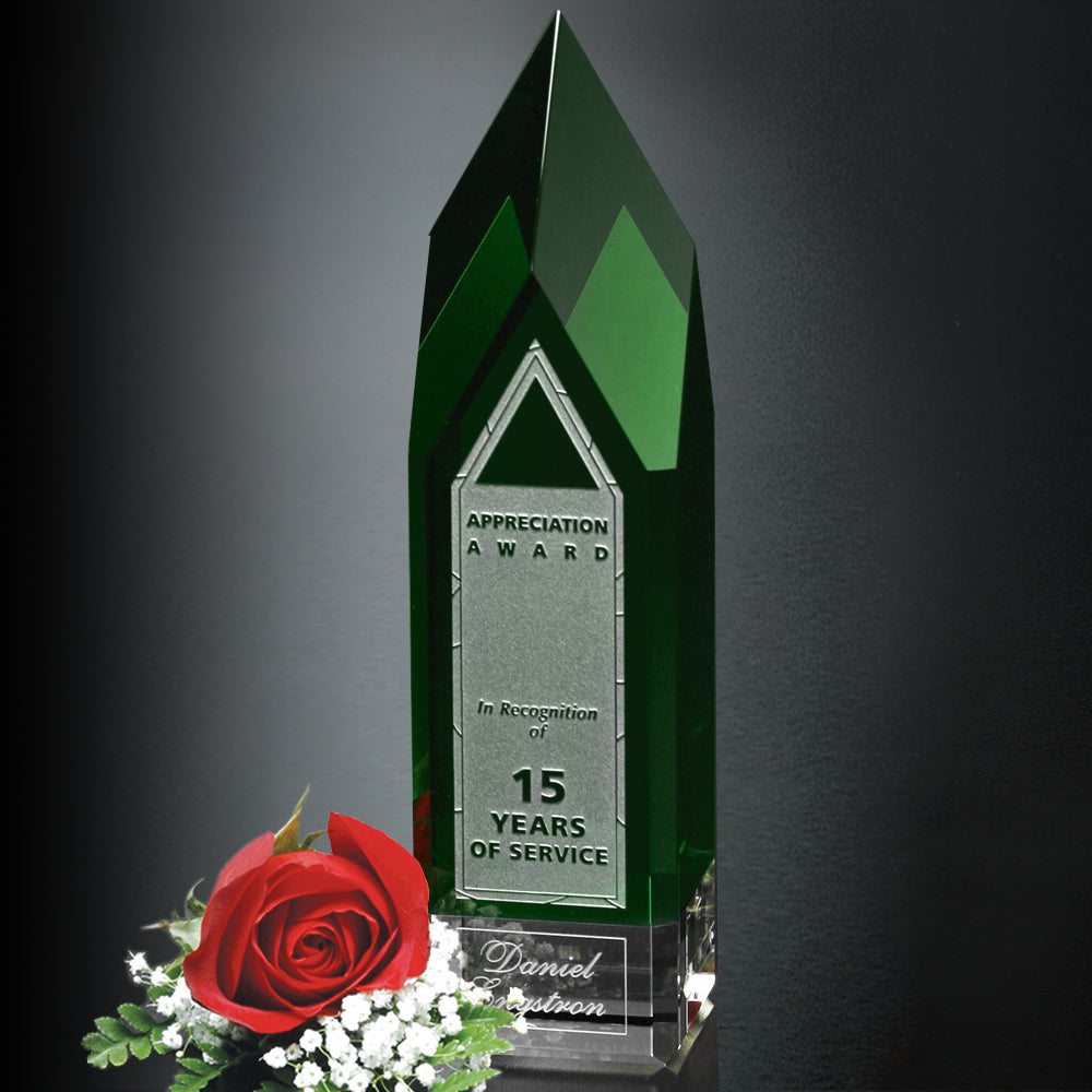 Monolith Emerald Award 9"; sample personalization shown