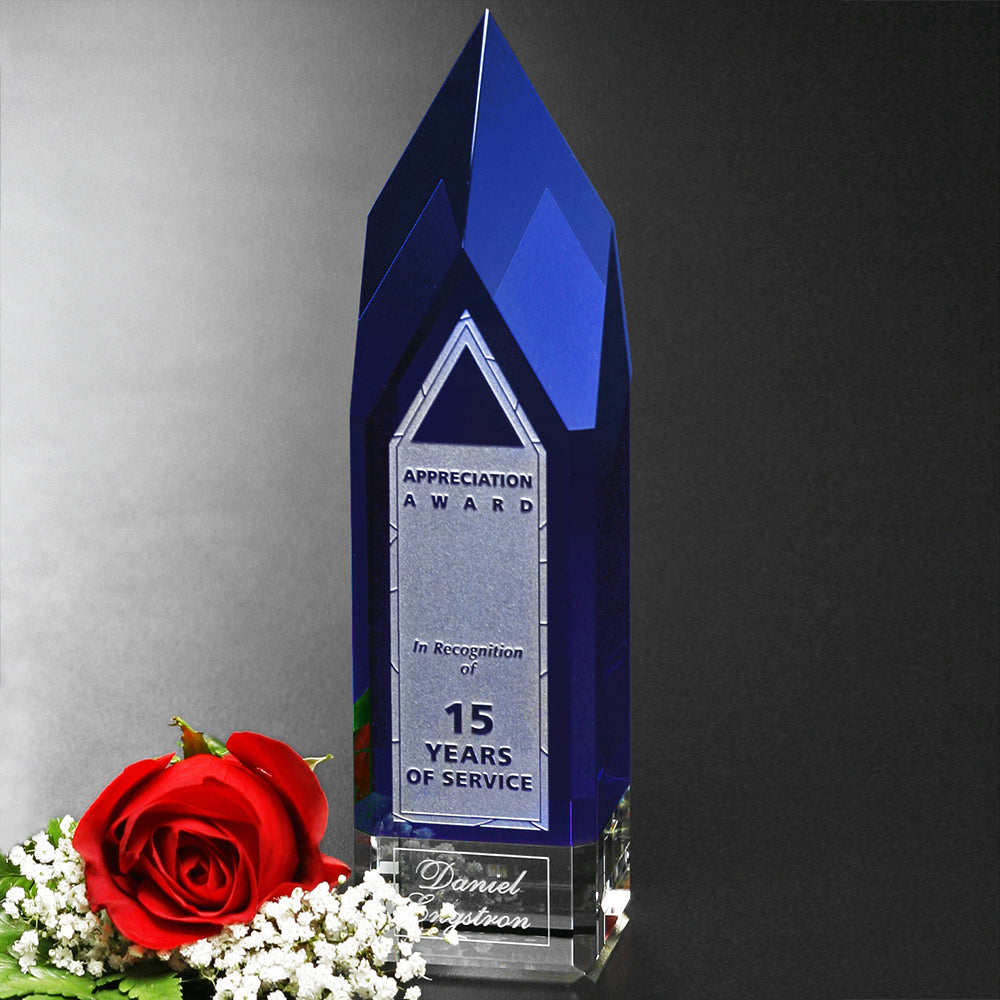 Monolith Indigo Award 9"; sample personalization shown