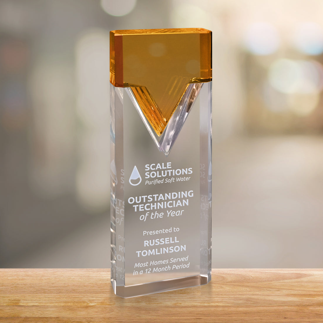 Nobility Amber Award 8-3/4"; sample personalization shown