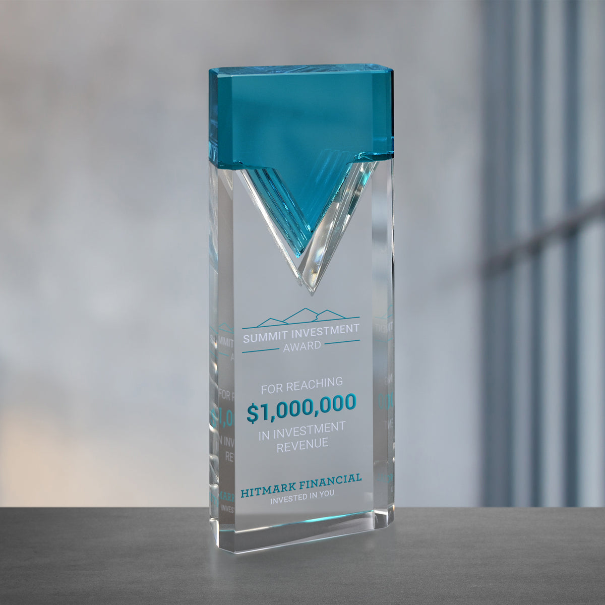 Nobility Aqua Award 8-3/4"; sample personalization shown