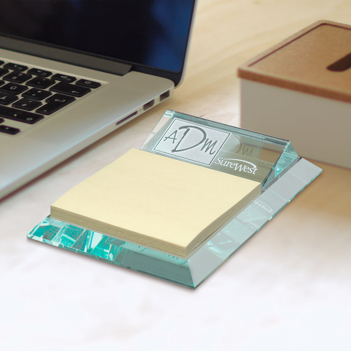 Notepad Holder 3-3/4" W; sample personalization shown