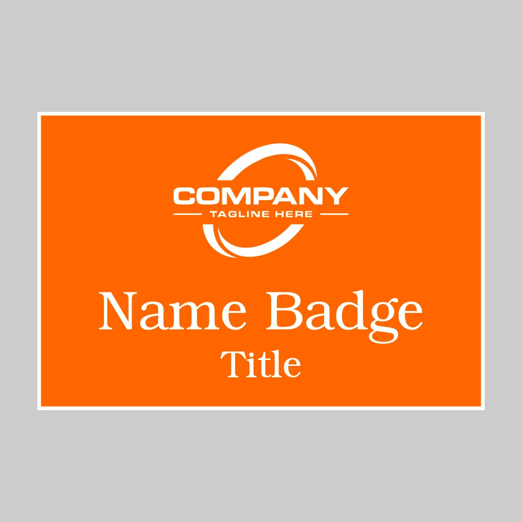3x2 Orange on White Name Tag Double Post Back