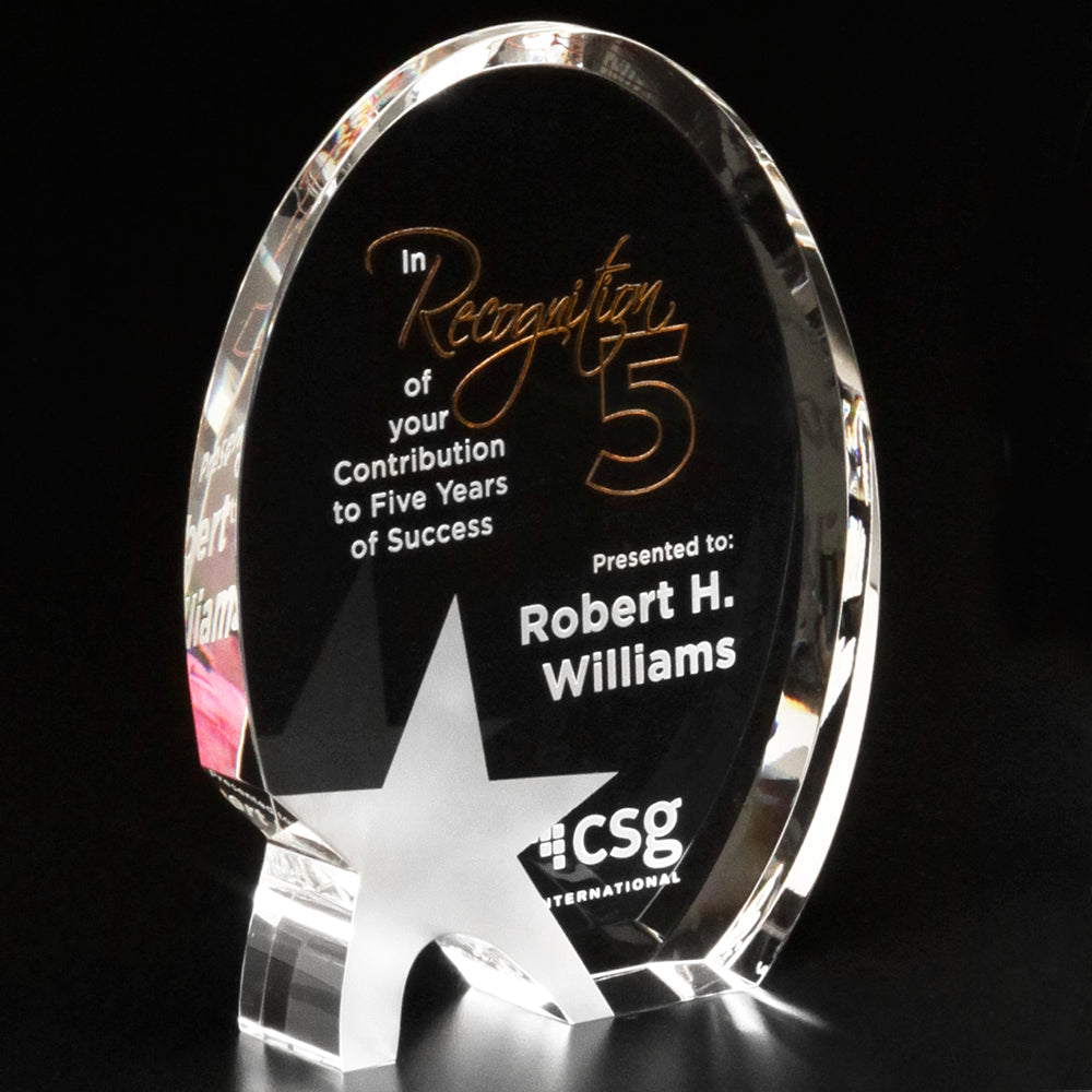 Oval Star 7-1/2"; sample personalization shown