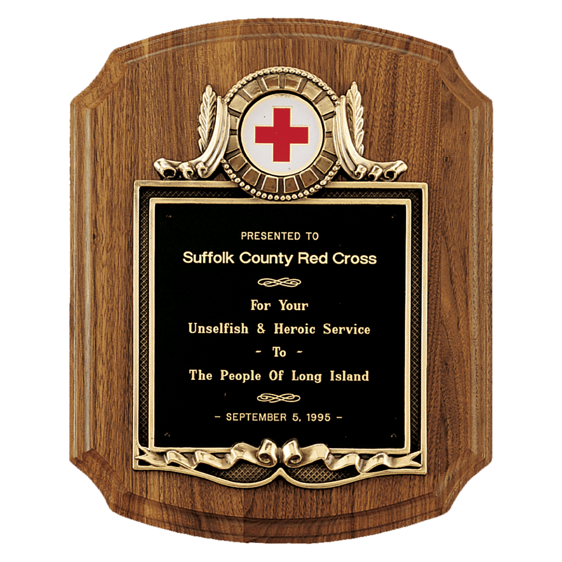 American Walnut Plaque with Gold Border Decorative Frame with 2" Insert Holder, Laserable Black Brass Plate - Witney Series (Inserts Sold Separately)