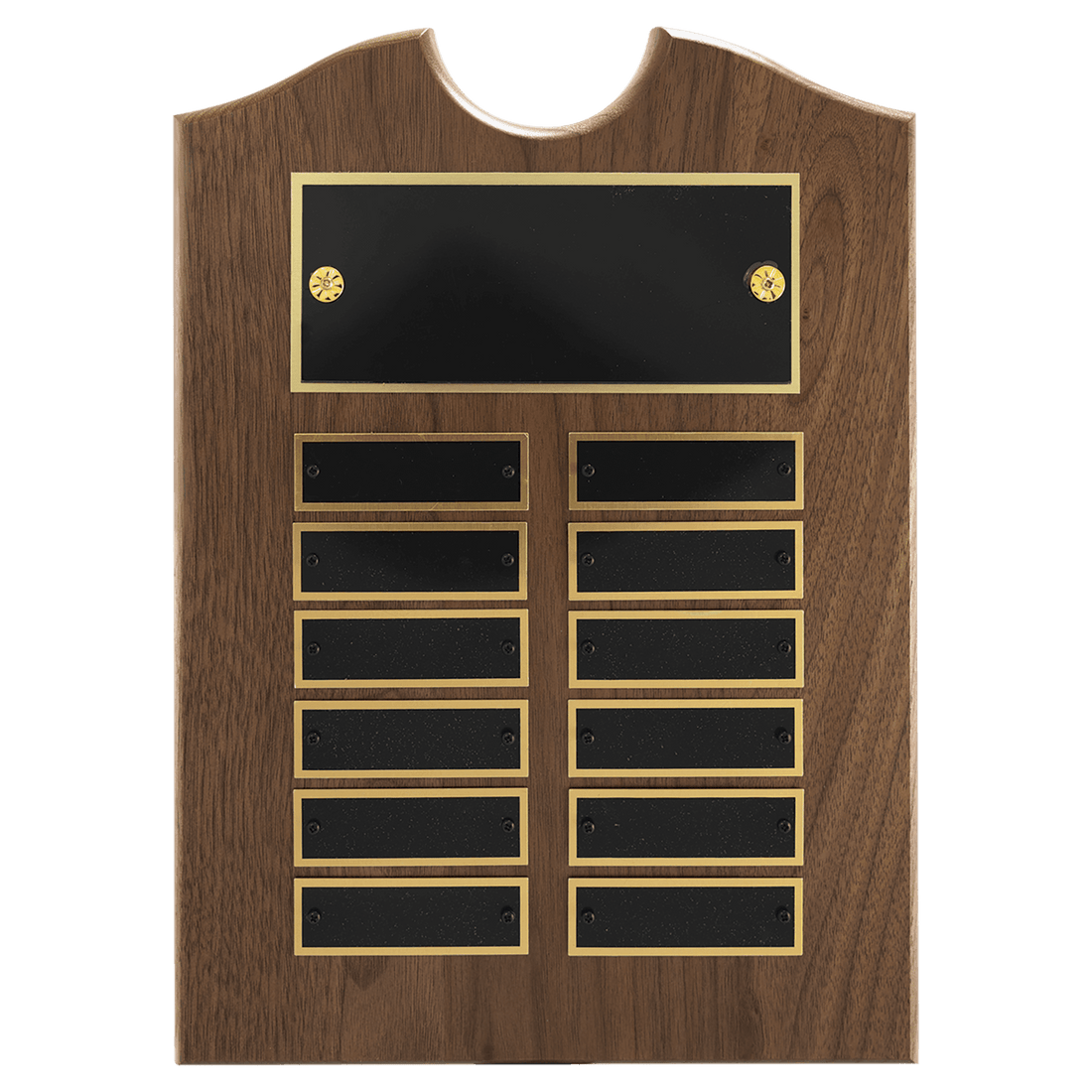 9" x 12" American Walnut Roster Plaque w/ 12 Plates