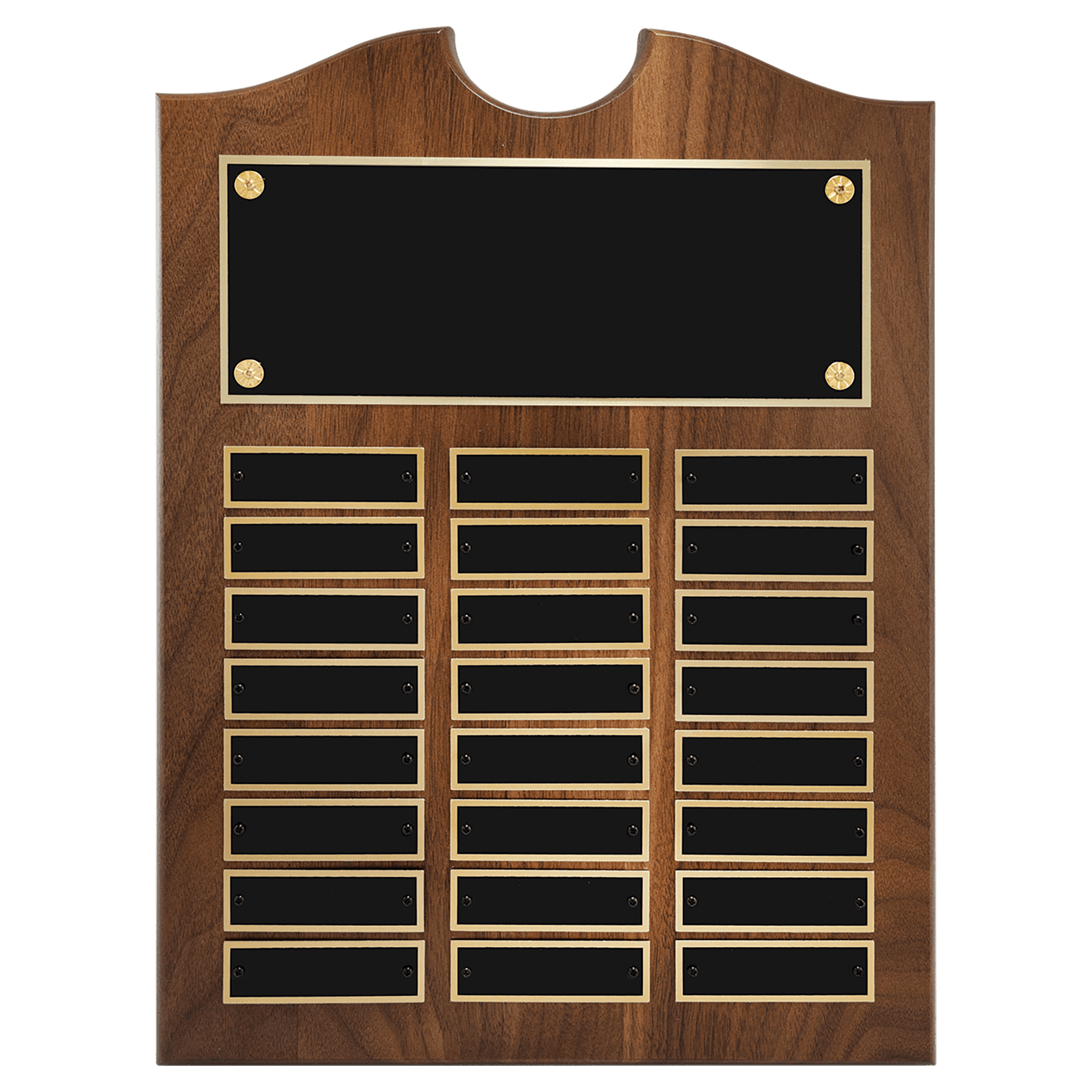 11" x 15" American Walnut Roster Plaque w/ 24 Plates