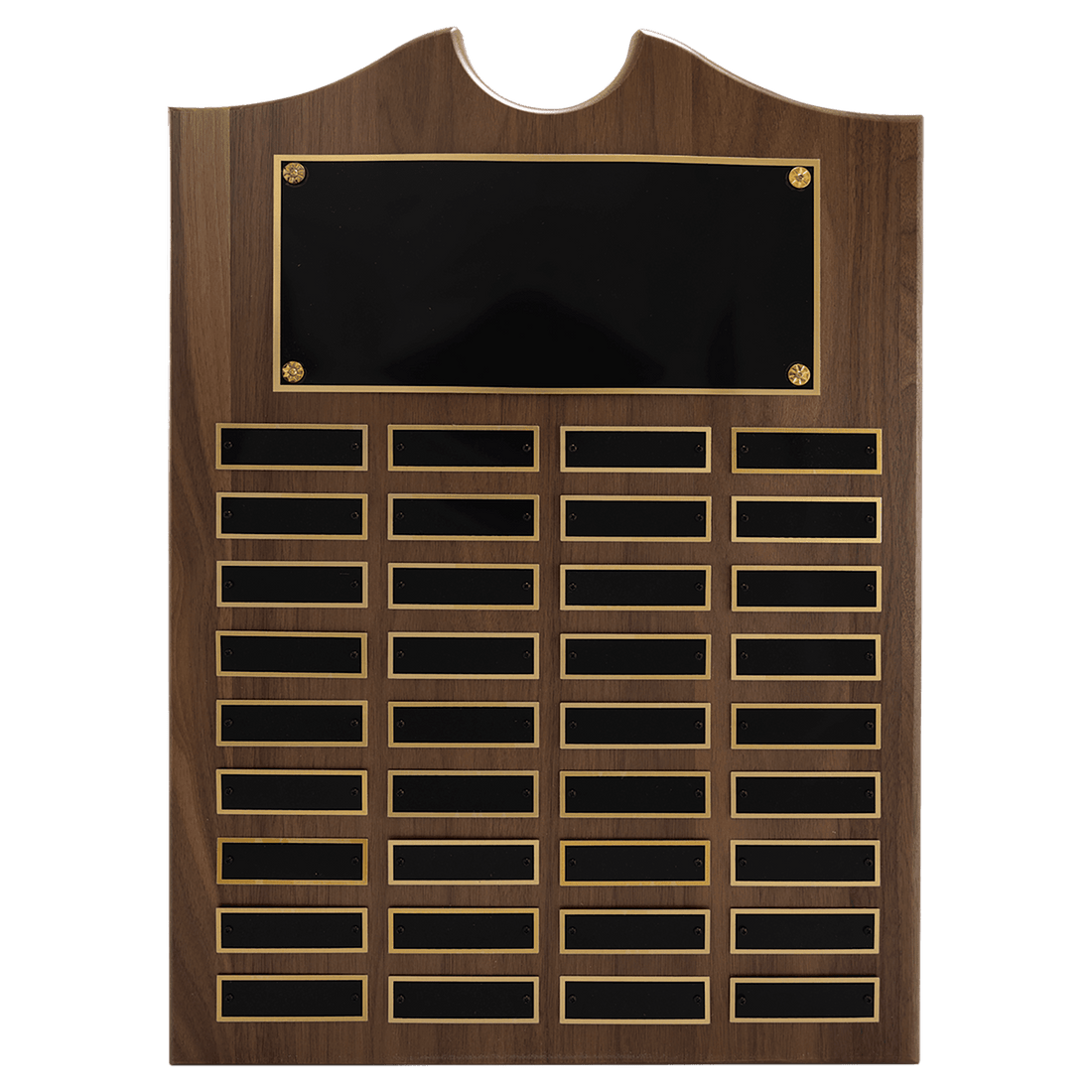 14" x 20" American Walnut Roster Plaque w/ 36 Plates
