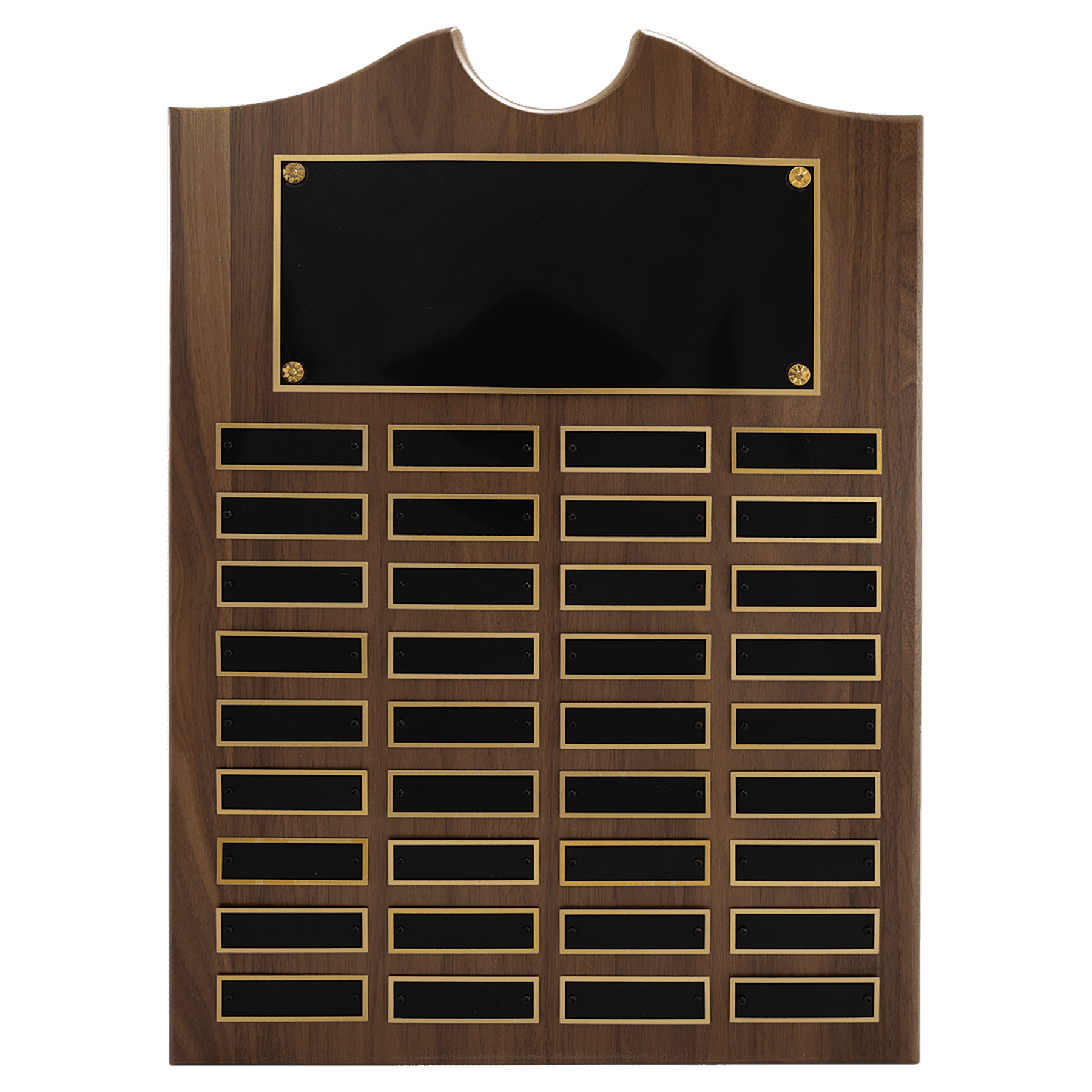 14" x 20" American Walnut Roster Plaque w/ 36 Plates