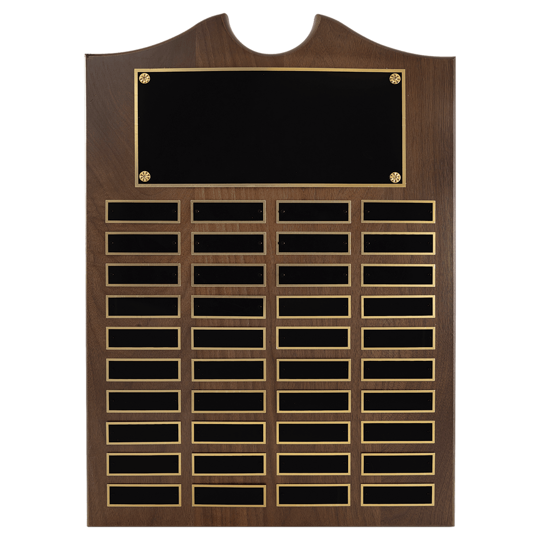 14" x 20" American Walnut Roster Plaque w/ 40 Plates