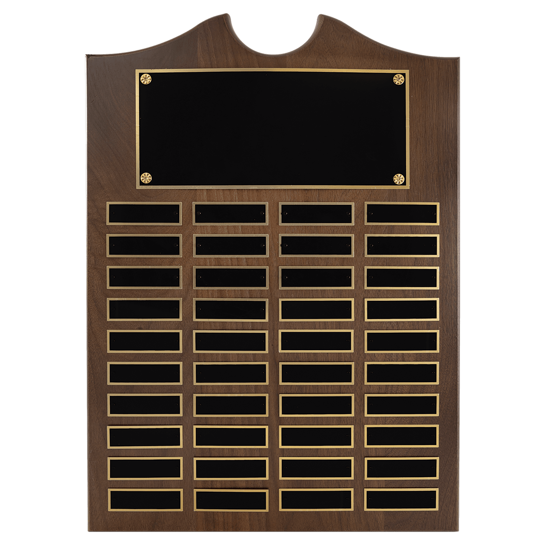 14" x 20" American Walnut Roster Plaque w/ 40 Plates