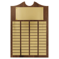 Walnut 48 Plate Perpetual Plaque with Brushed Brass 14