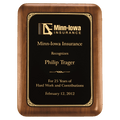 Walnut Plaque with Gold Border Laserable Black Brass 10 1/2